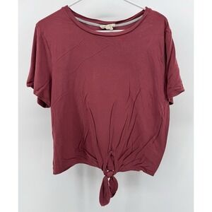 Clyde & Baxter Women's Tie Front T Shirt Top Red Size XL